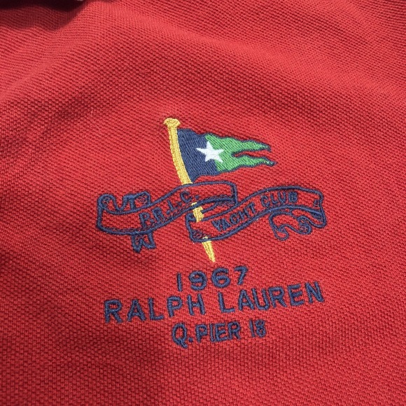 Vintage 90's Polo Ralph Lauren Rugby Shirt Yacht Club #3 Embroidered Mens XL Red - Picture 2 of 7